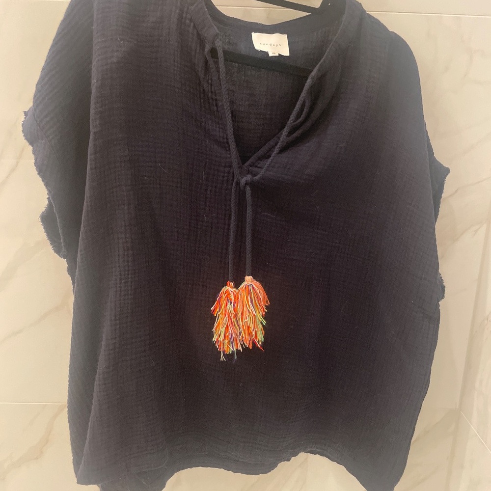 Sundays one size black cotton shirt - Picture 2 of 6